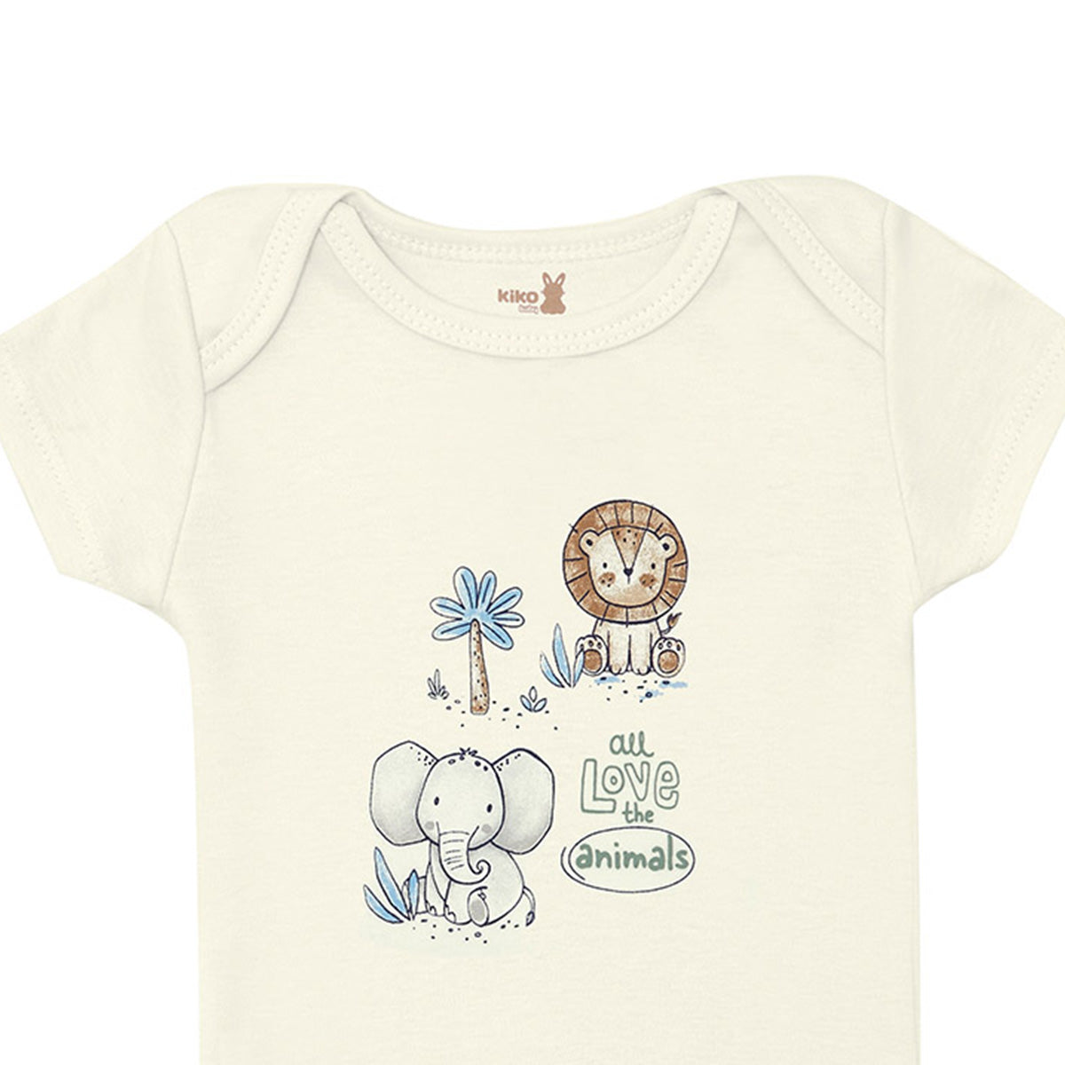 Body Manga Curta Bebê Menino Animais - Kiko Baby