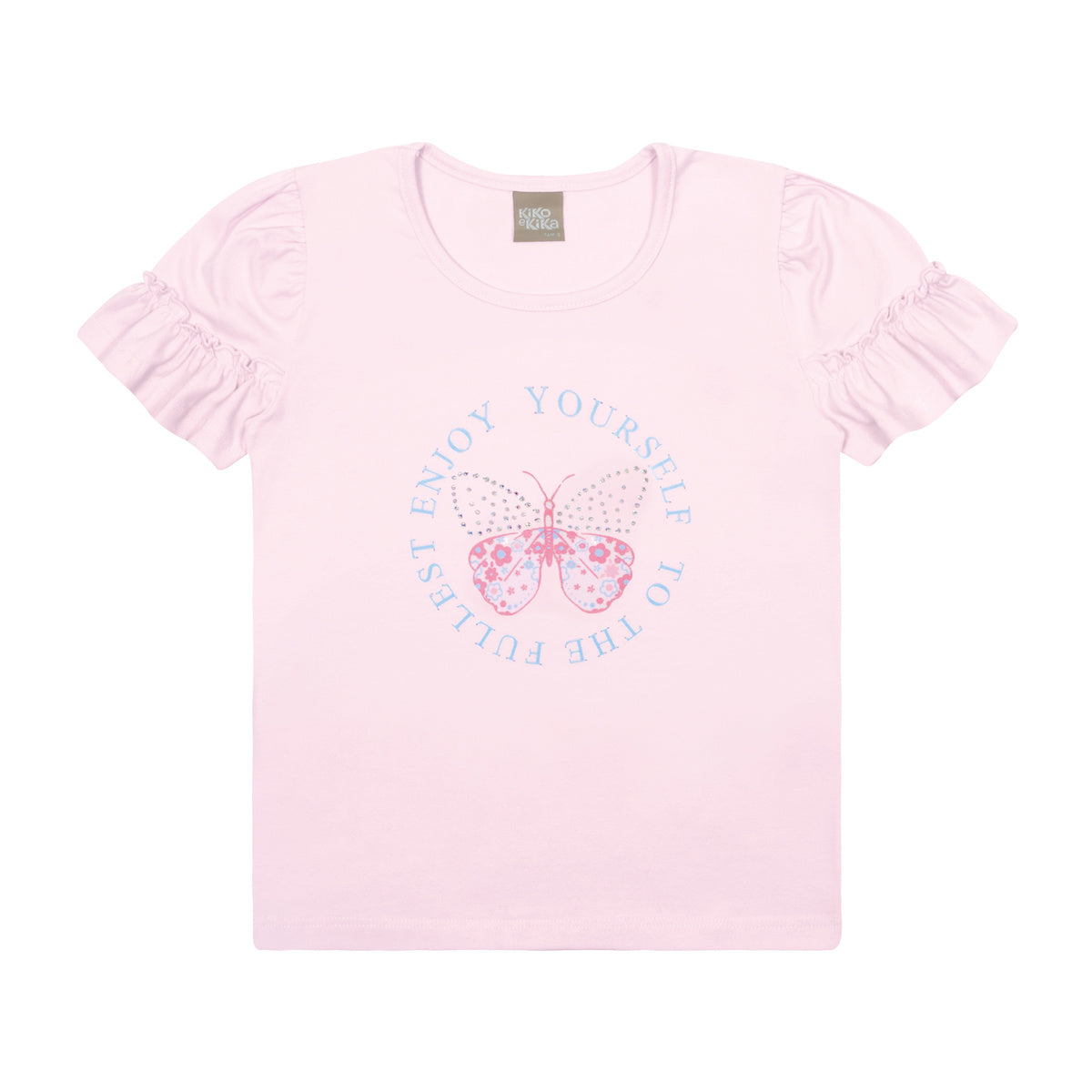 Blusa Infantil Menina Manga Curta Borboleta - Kiko e Kika