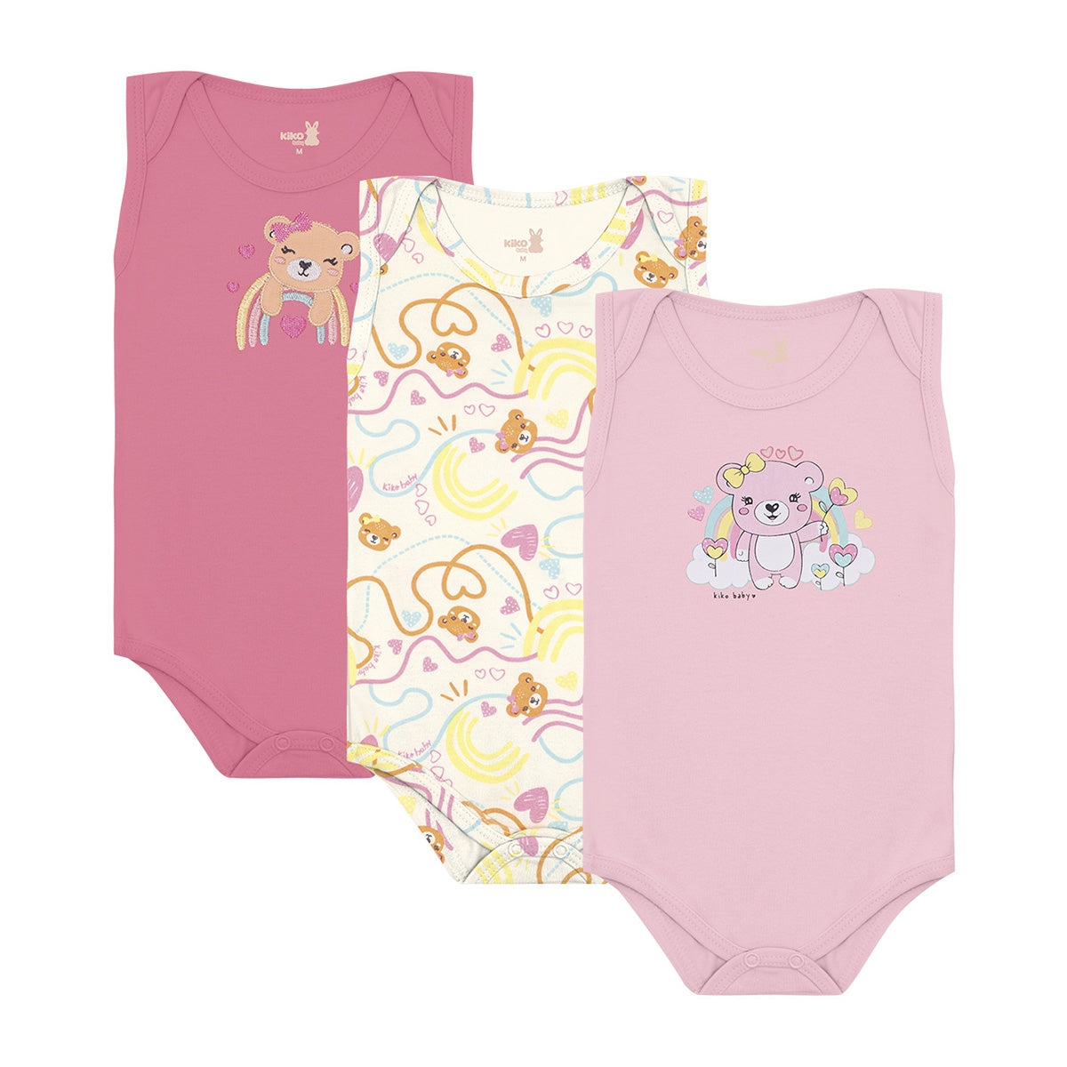 Body Regata Bebê Menina Suedine Ursinhas - Kiko Baby