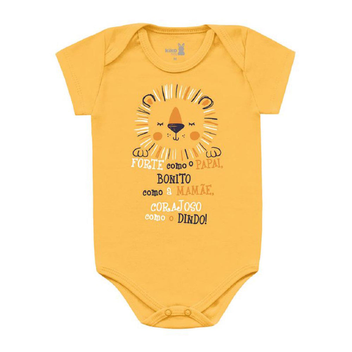 Body Manga Curta Bebê Menino Papai, Mamãe e Dindo - Kiko Baby