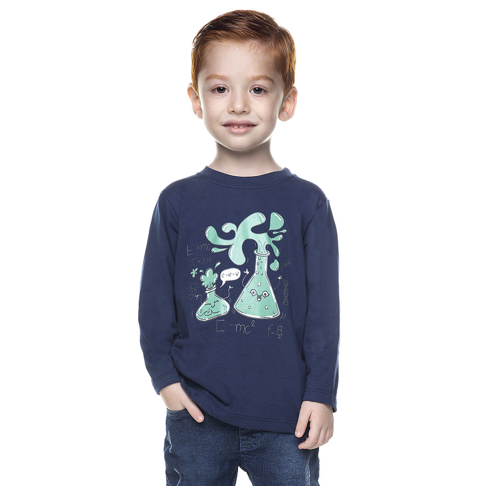 Camiseta Manga Longa Infantil Malha Cientista - Have Fun