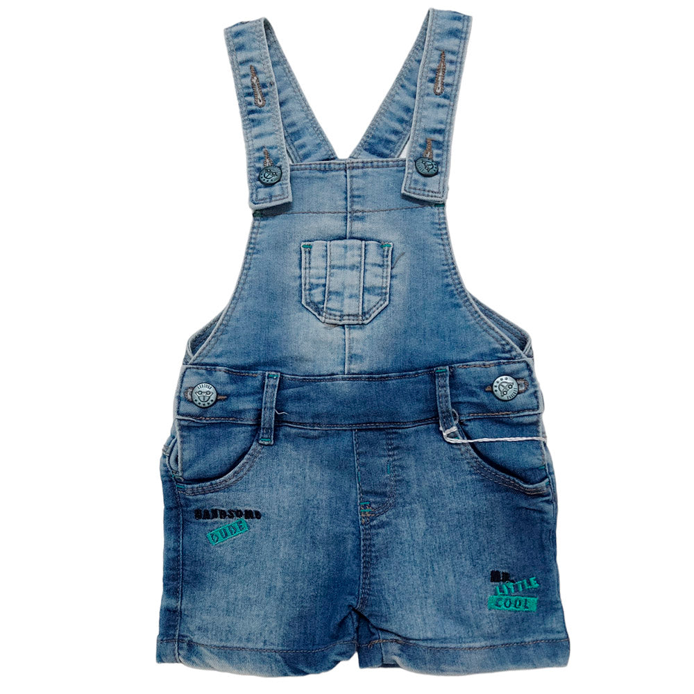 Jardineira Bermuda Bebê Menino C/ Elastano - Bracket Jeans