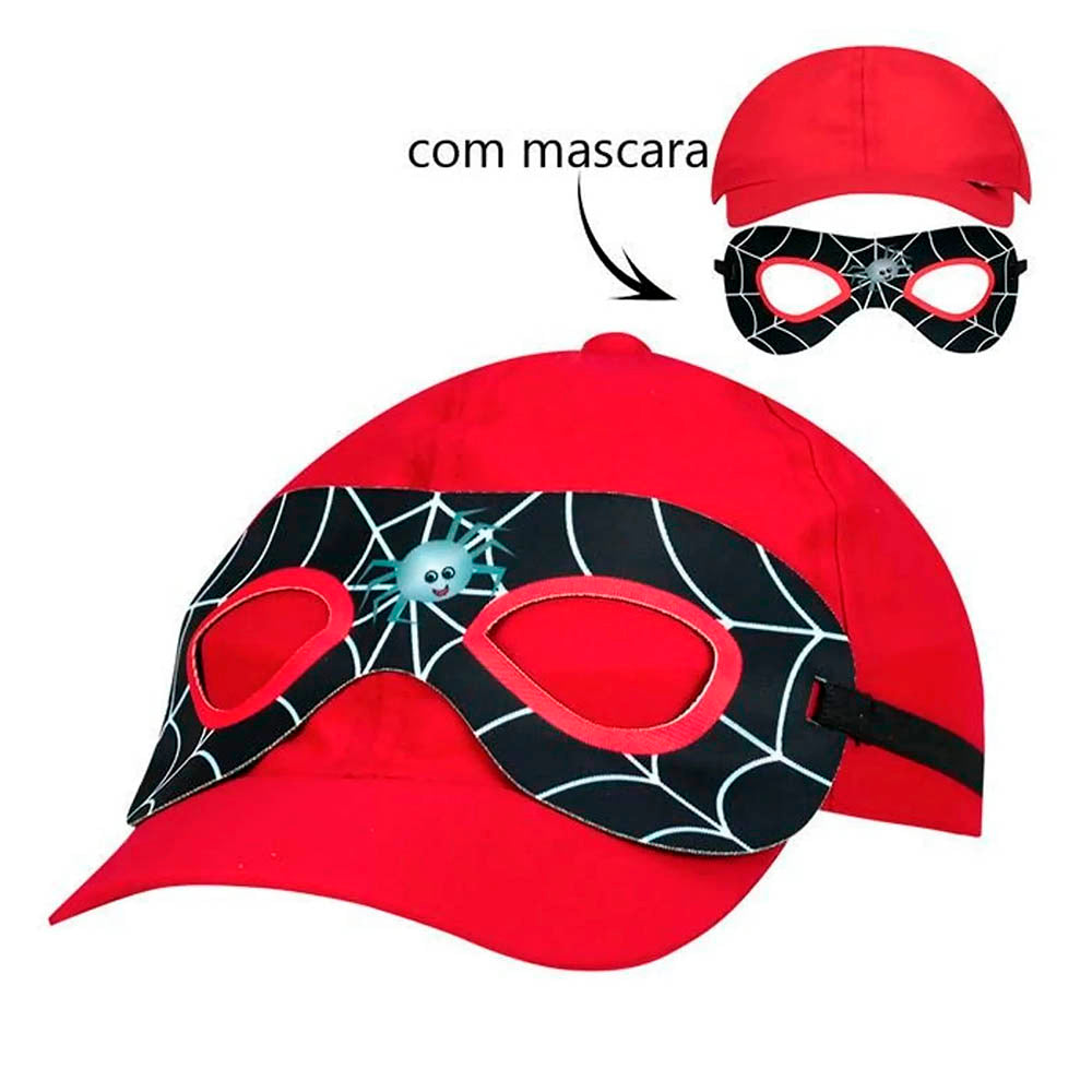 Boné Infantil Menino Aranha Com Mascara - Everly