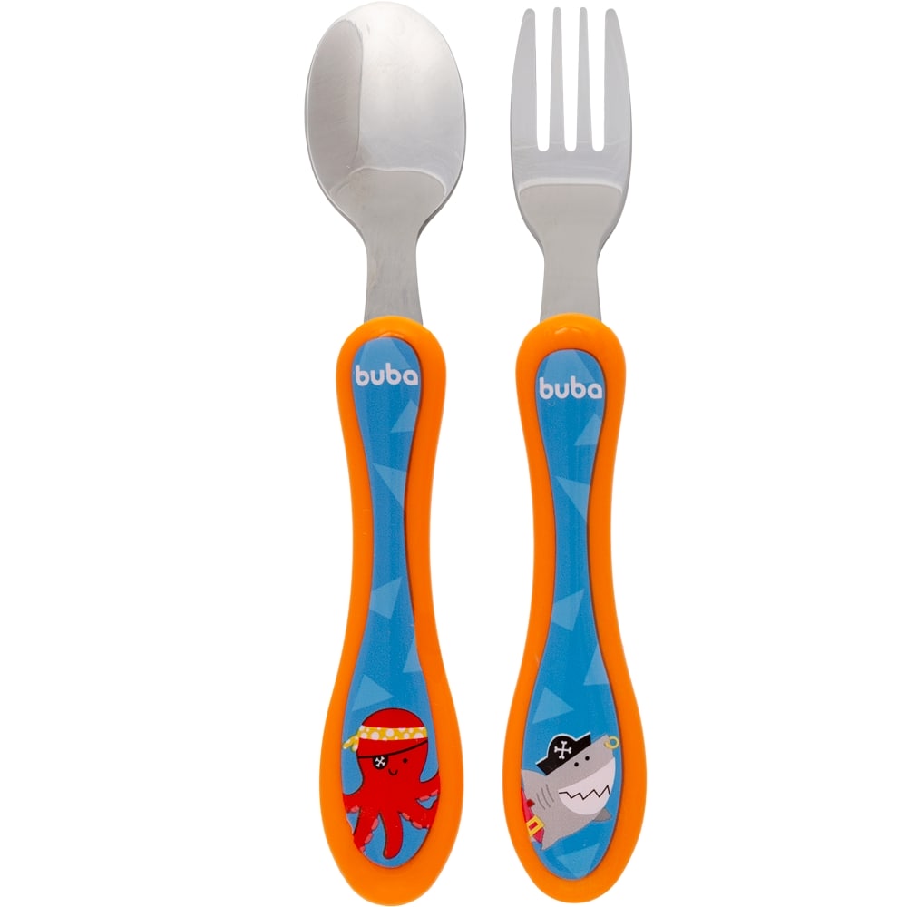 Kit Talher Para Bebê Colher e Garfo Aventuras Pirata - Buba
