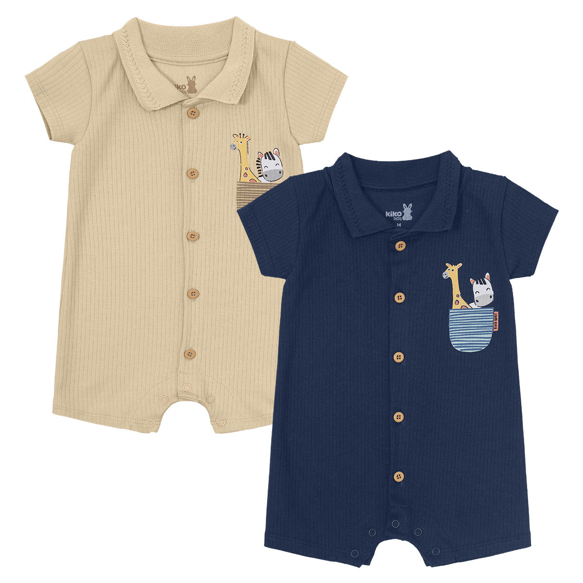 Macaquinho em Suedine Canelado Bebê Menino - Kiko Baby