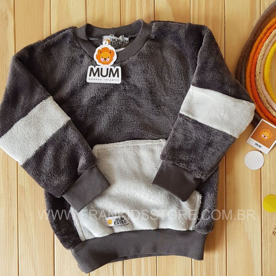 Blusão em Fleece Infantil Chumbo - MUM