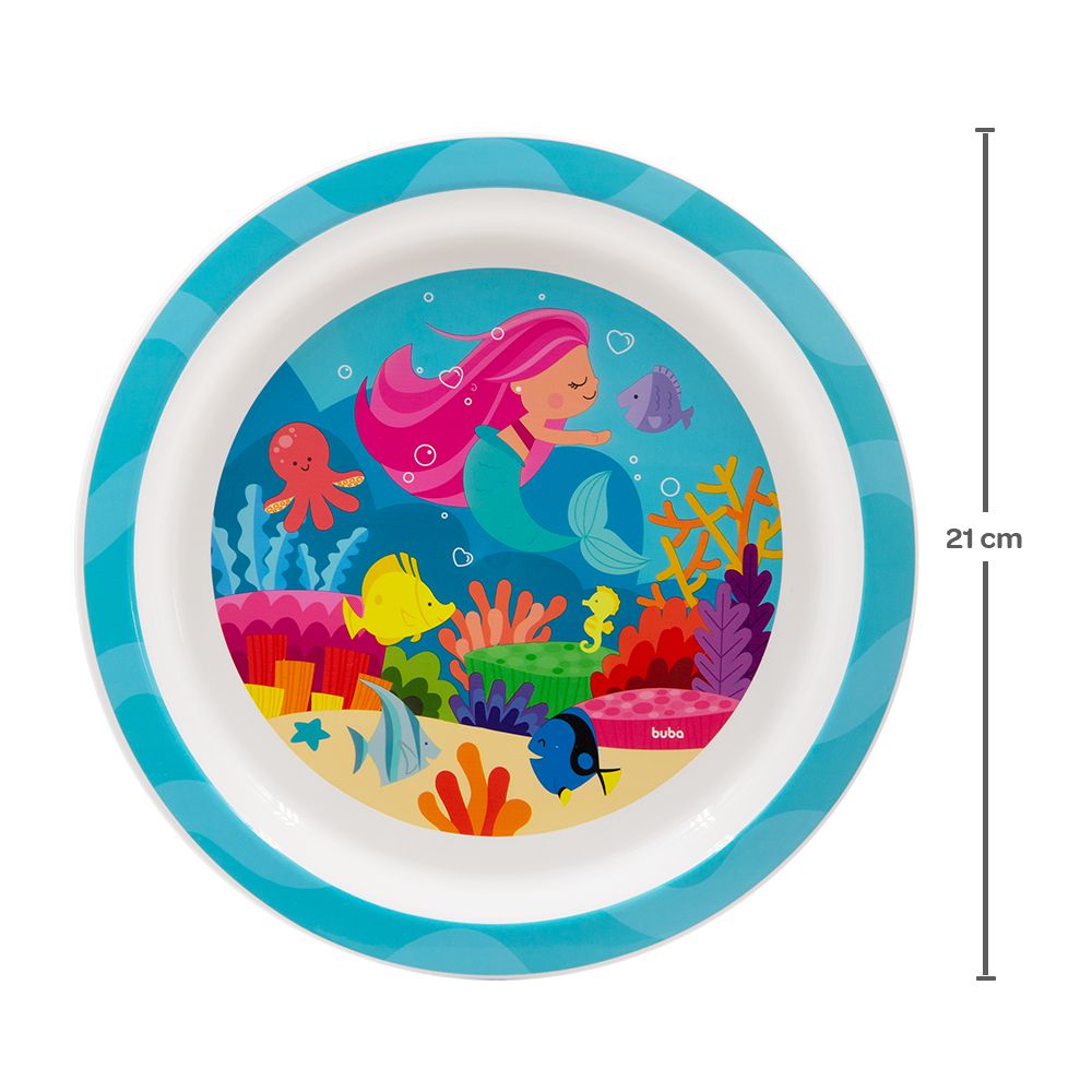 Prato Bebê Infantil Raso Aventuras Sereia - Buba