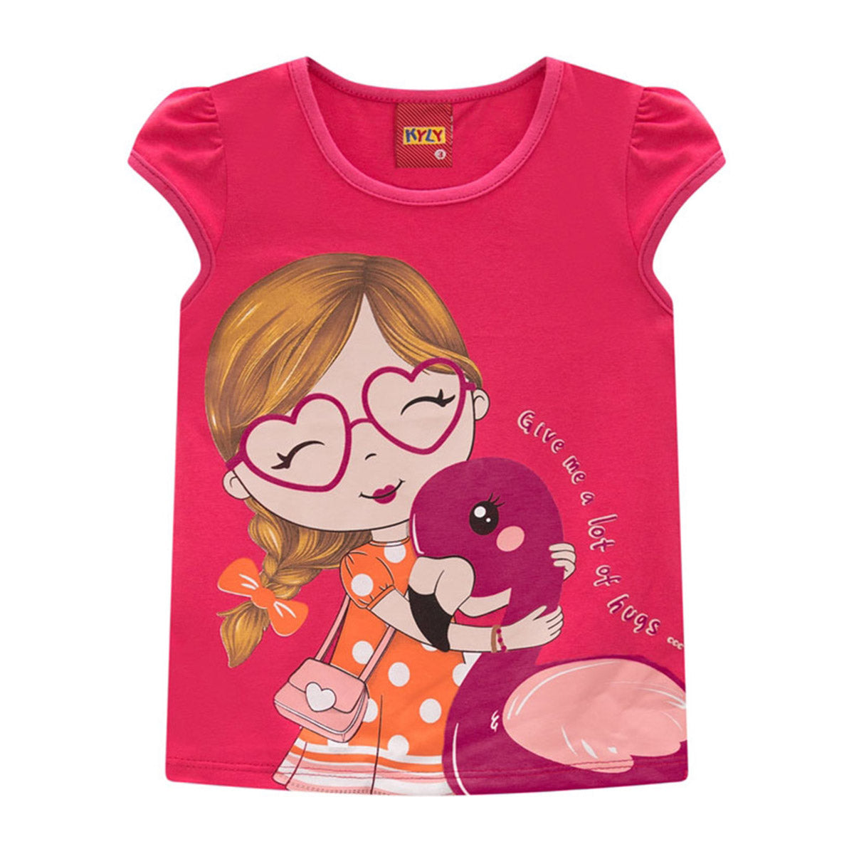 Blusa Manga Curta Infantil Menina e Flamingo - Kyly