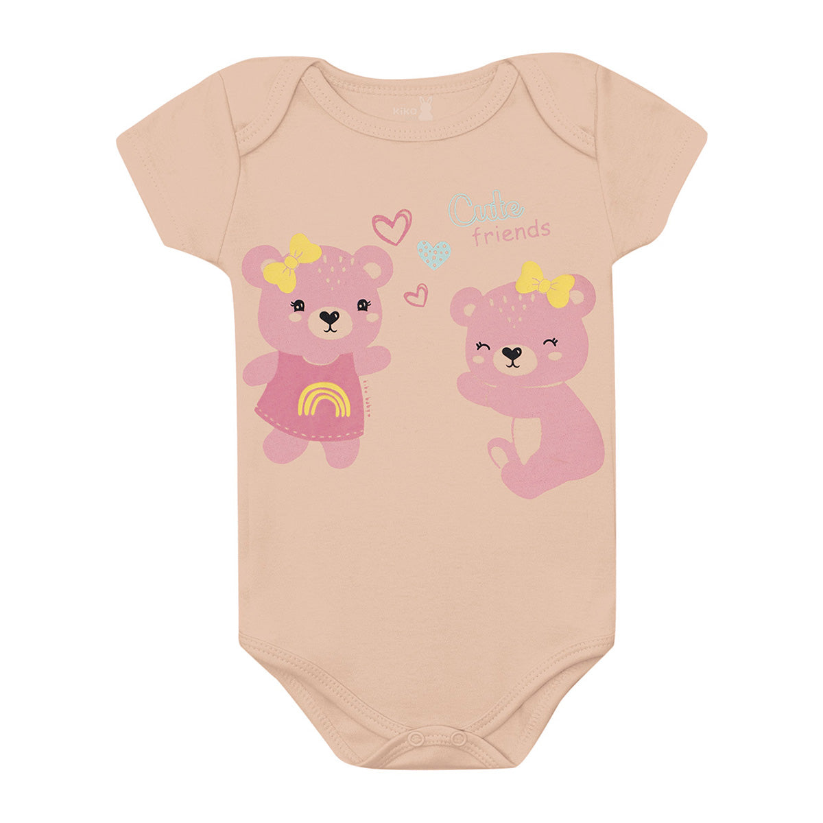 Body Manga Curta Bebê Menina Ursinhas - Kiko Baby