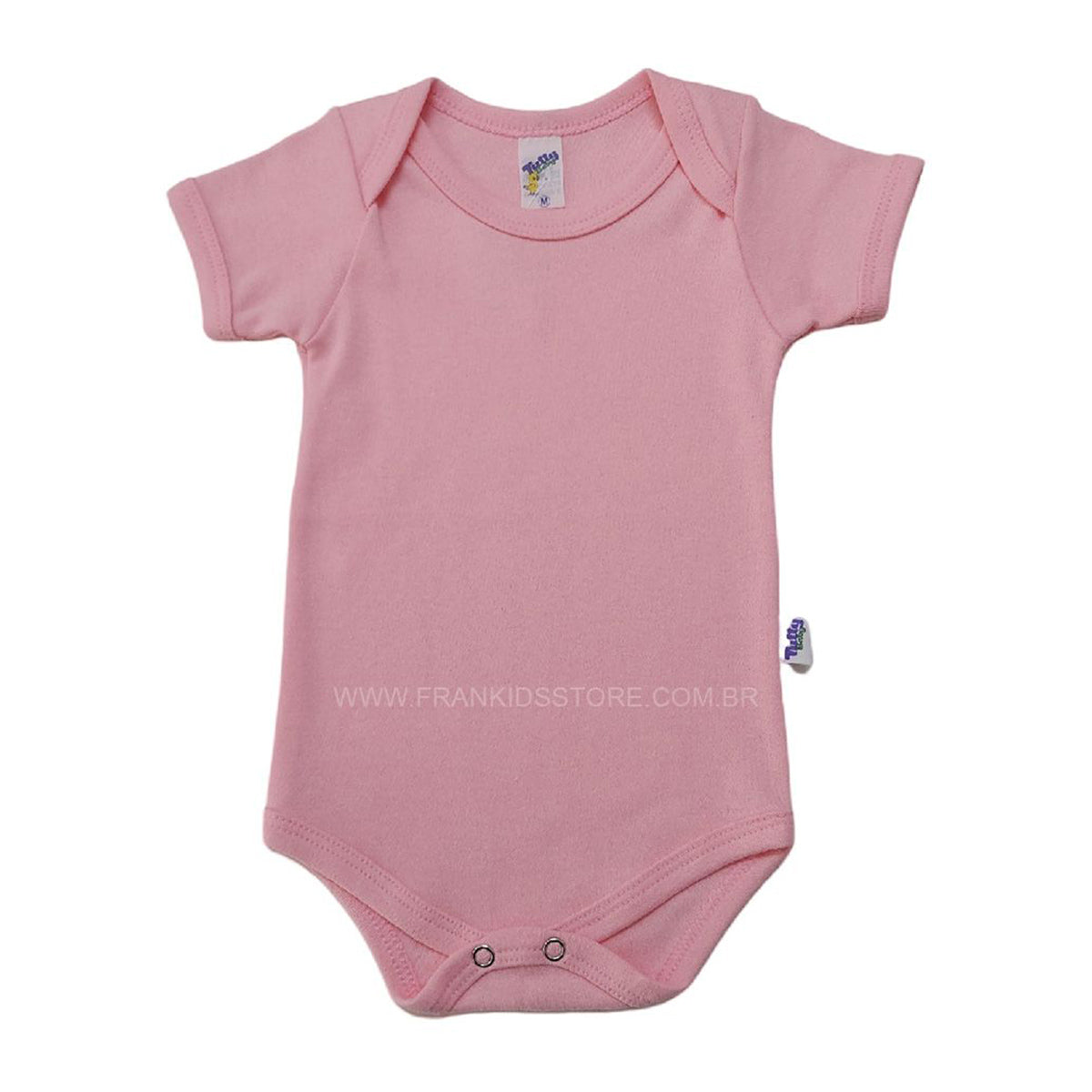 Body Manga Curta Bebê Menina Rosa Liso