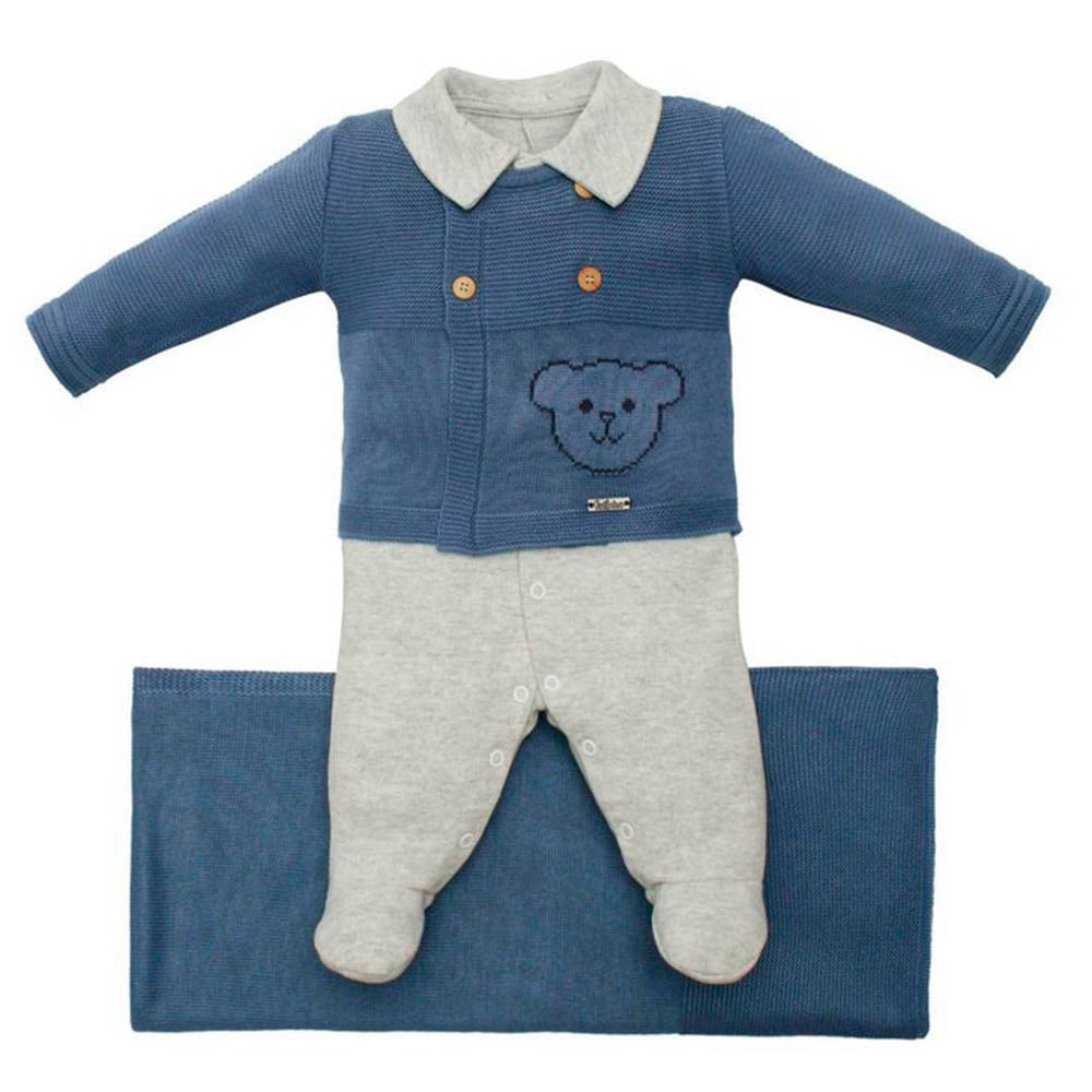 Saída Maternidade 3 Peças Victor Azul Jeans - Fofinho