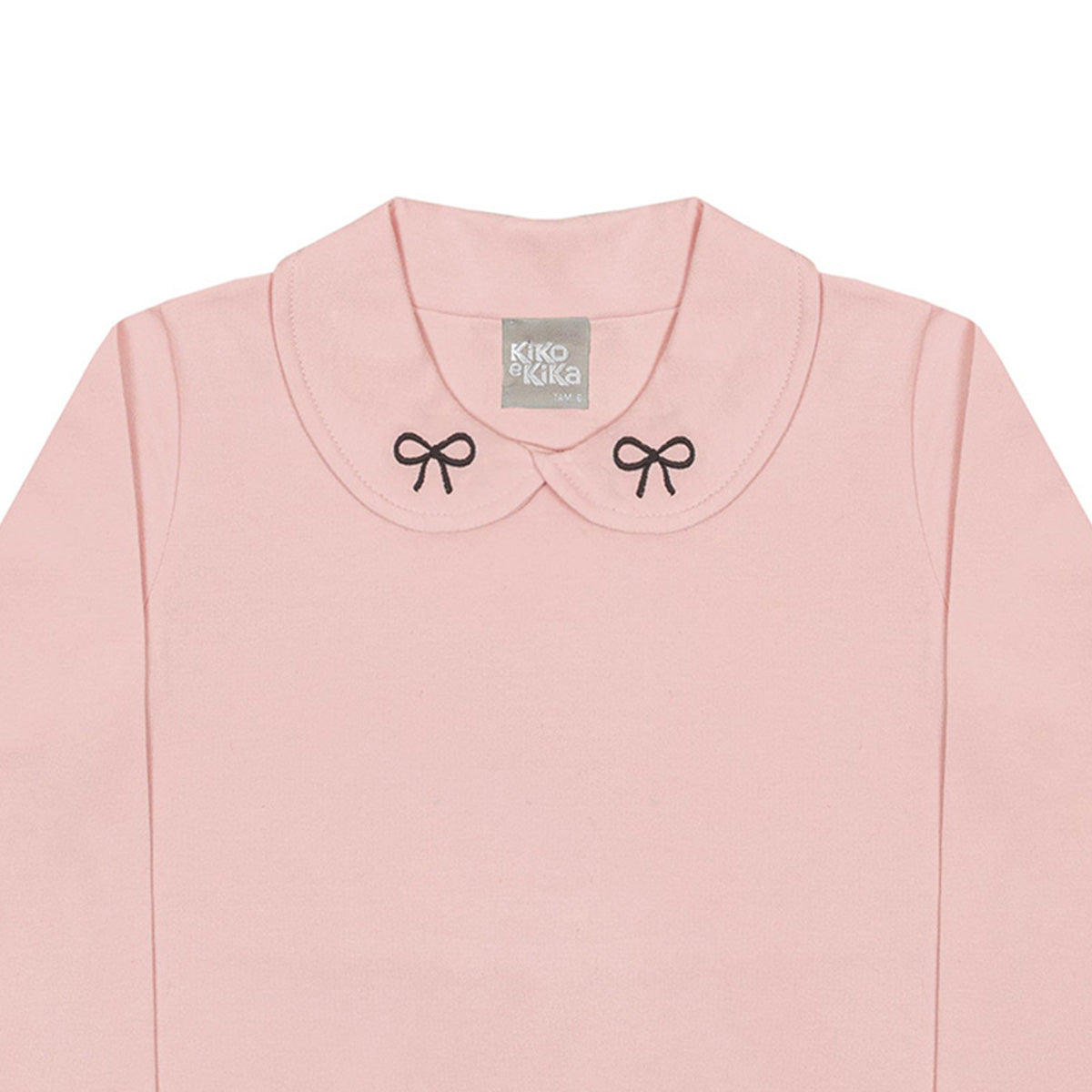 Blusa Infantil Manga Longa Cotton Gola Bordada - Kiko e Kika