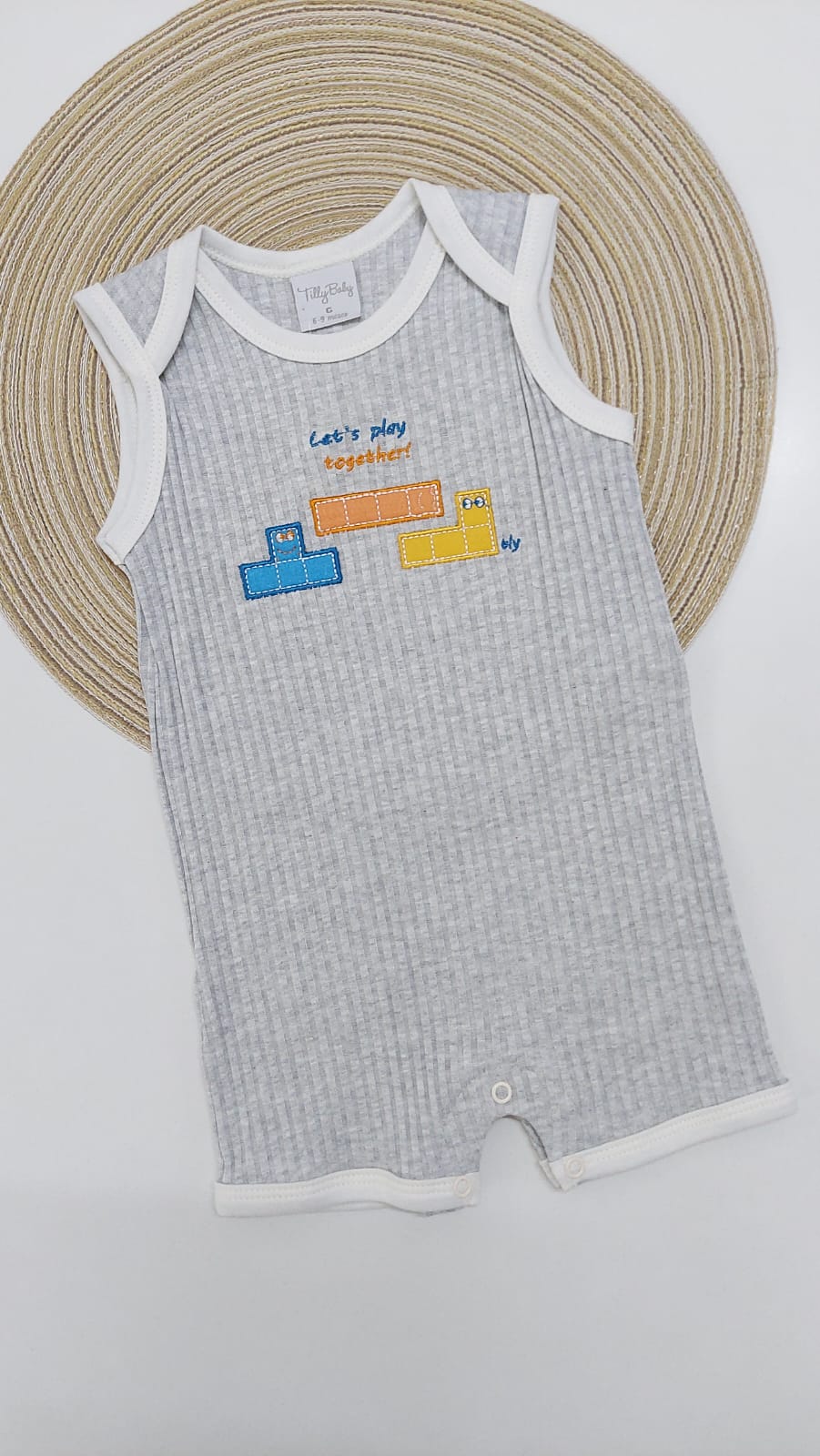 Macaquinho Curto Bebê Menino Tetris - Tilly Baby