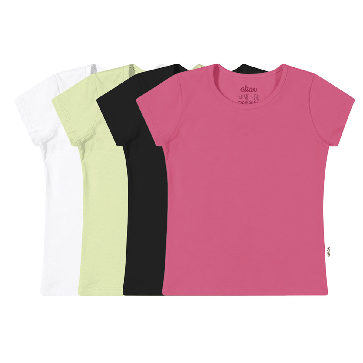 Blusa Infantil Menina Básica Lisa em Cotton Leve - Elian