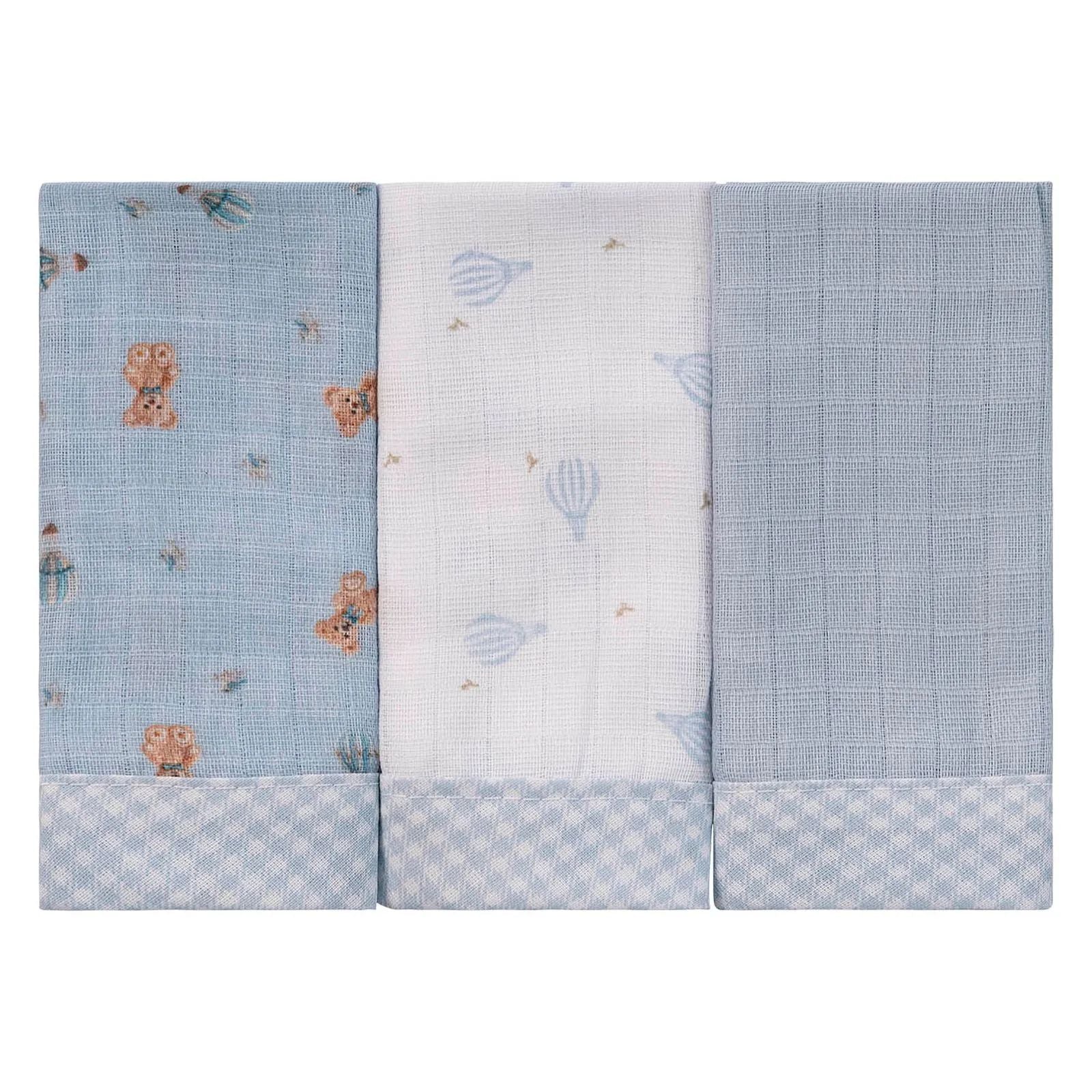 Pano de Boca Bebê 03 Unidades 34CMX40CM Urso - Baby Joy