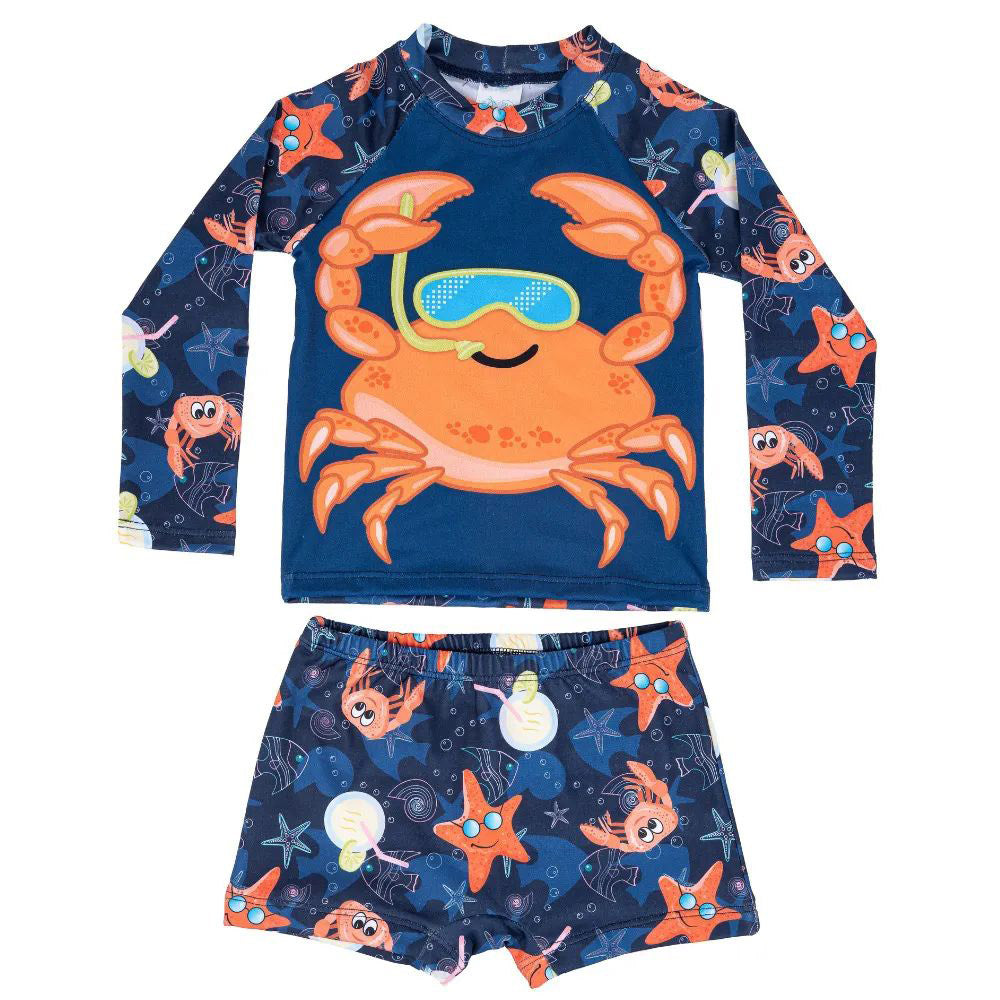 Conjunto Camiseta e Sunga Boxer C/ Proteção UV 50+ Caranguejo - Everly