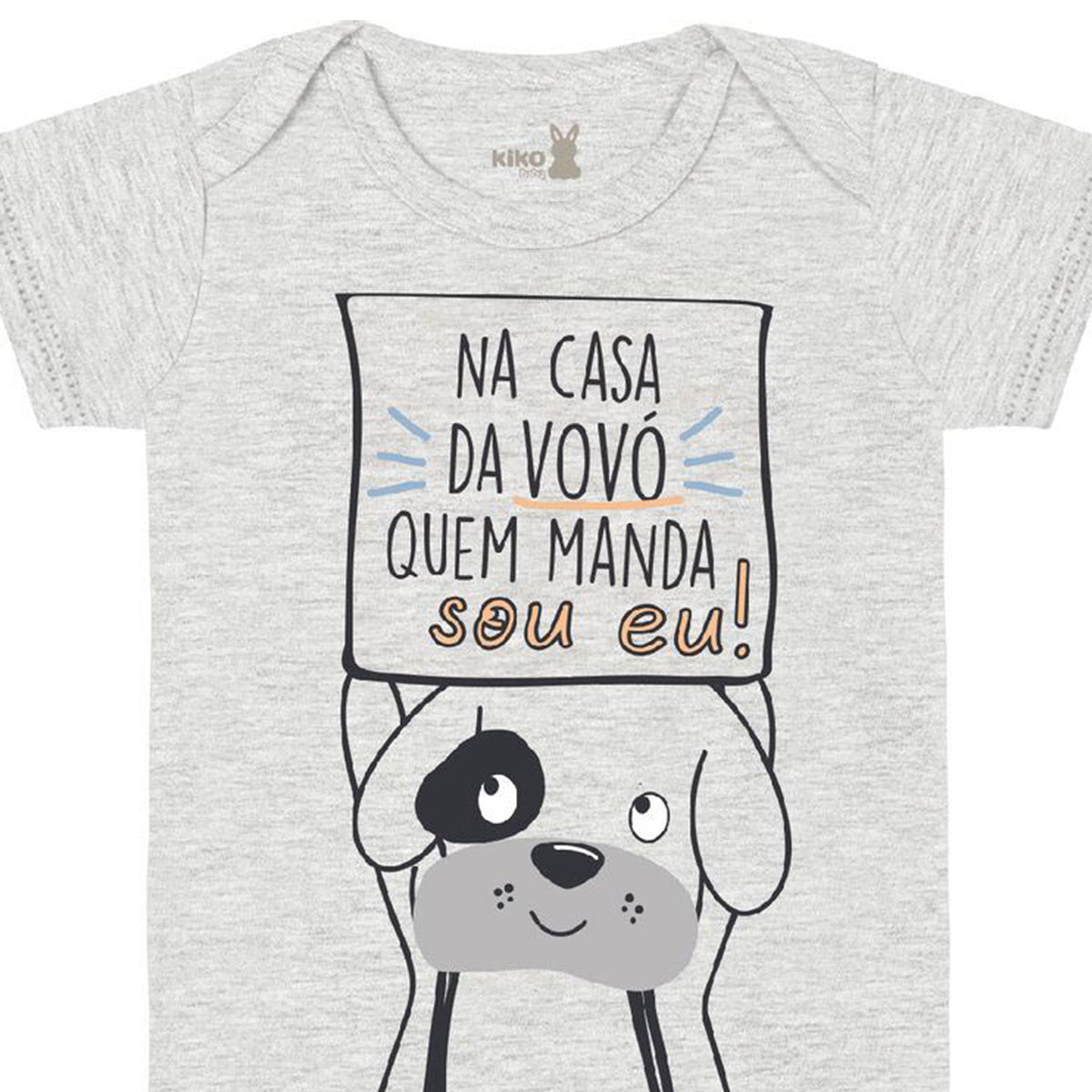 Body Manga Curta Bebê Menino Na Casa da Vovó - Kiko Baby