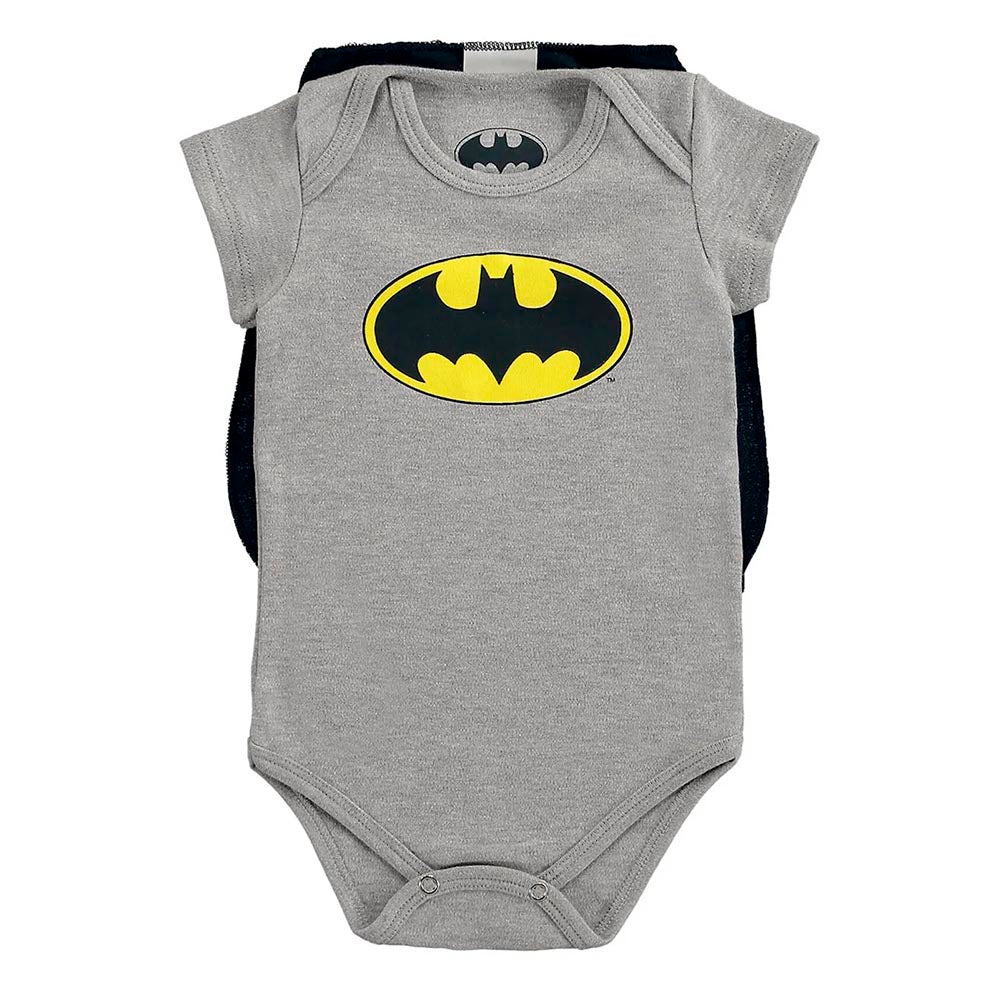 Body Manga Curta Batman Cinza Com Capa - Marlan