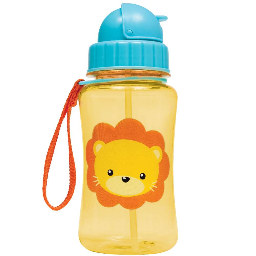 Garrafa Infantil Canudo 400ml Animal Fun Leão - Buba