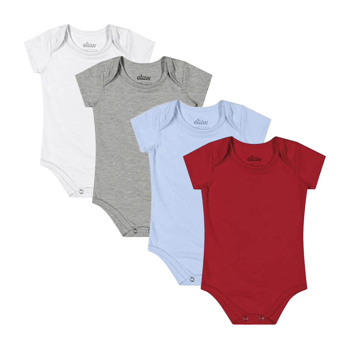 Body Manga Curta Bebê Unissex Liso em Cotton - Elian