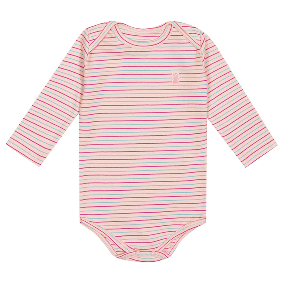 Body Manga Longa Bebê Menina Rosa Listrado - Kiko Baby