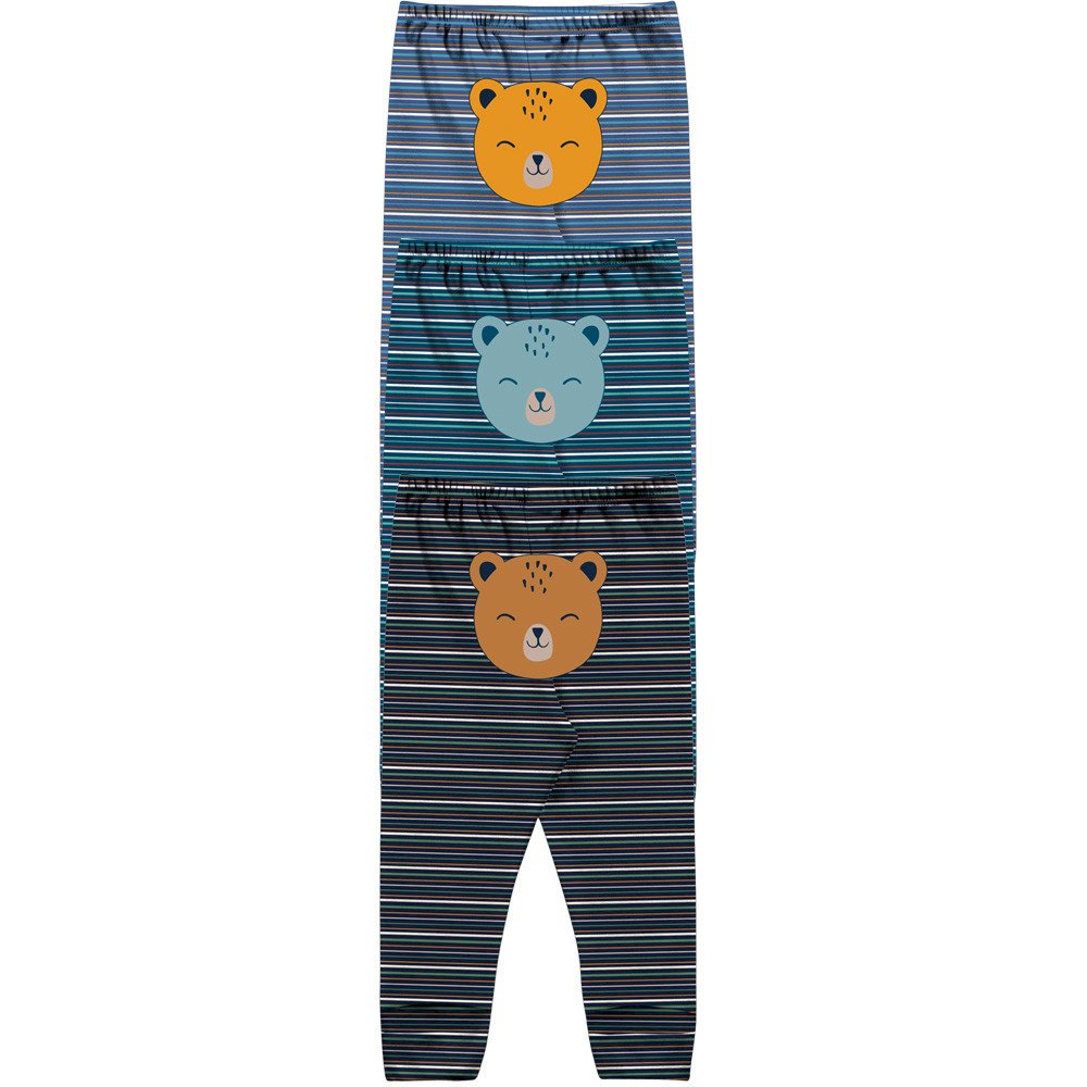 Calça Suedine Bebê Vira Pé Listrada Urso - Kiko Baby
