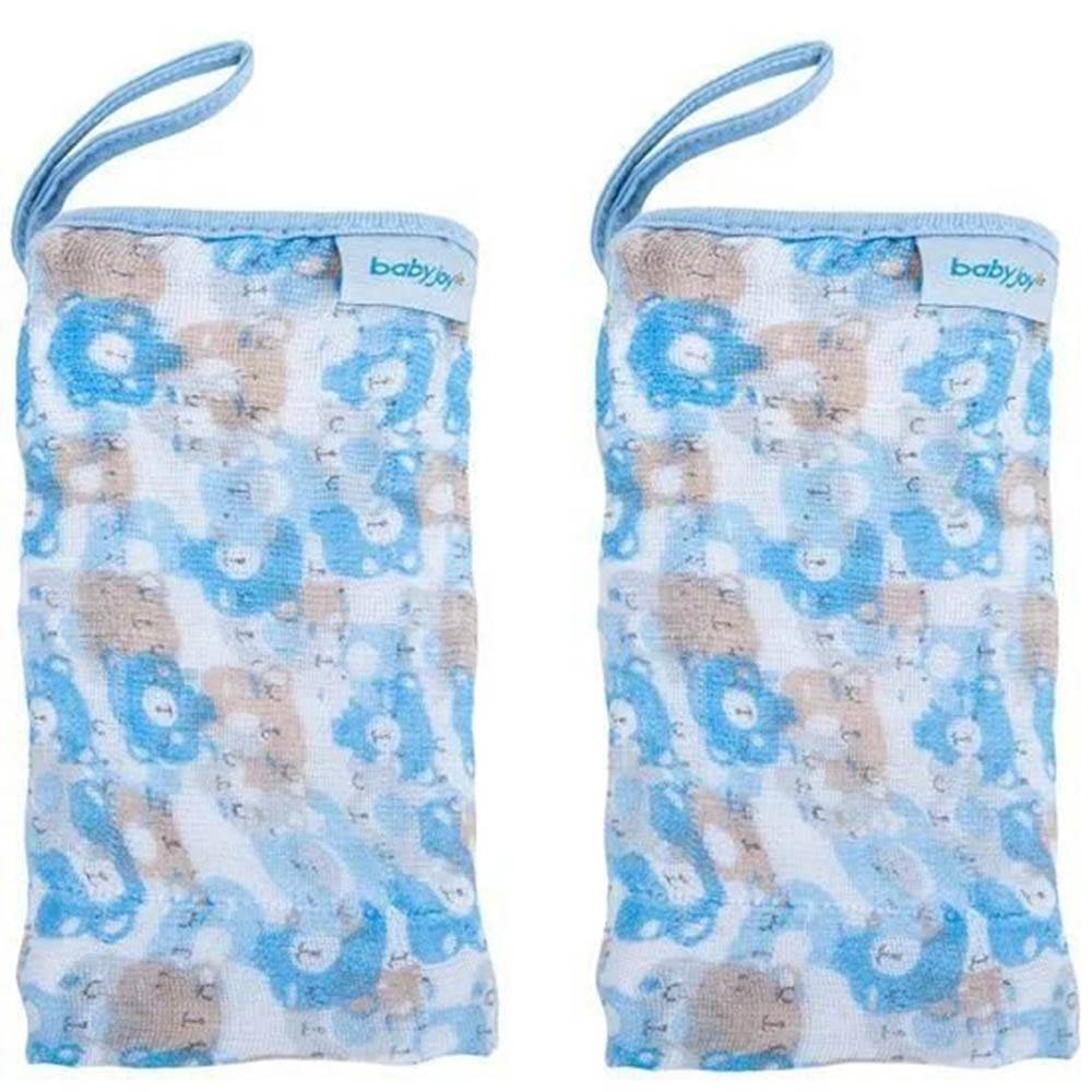 Pano de Boca Soft com Prendedor de Chupeta Ursos Azul - Baby Joy