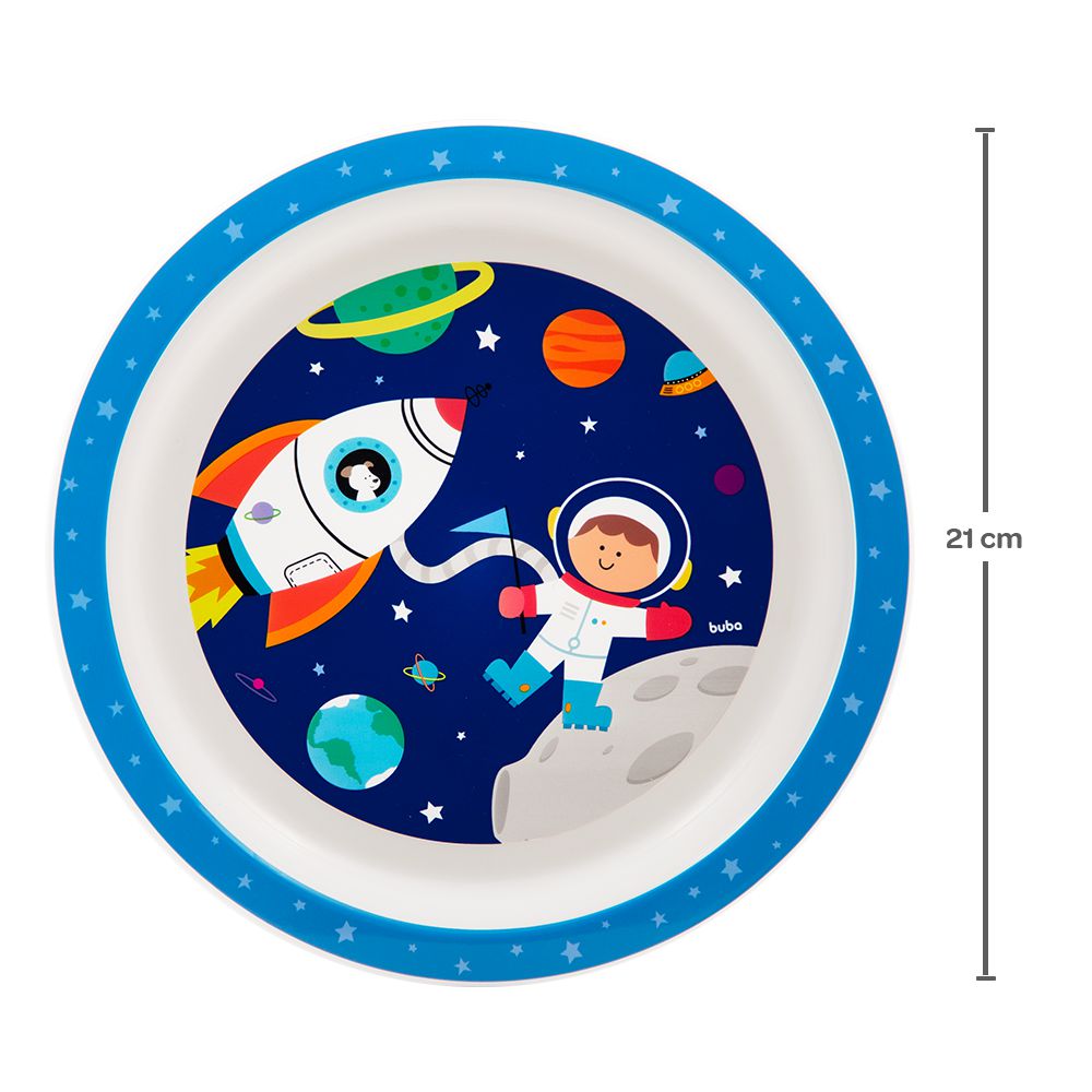 Prato Bebê Infantil Raso Aventuras Astronauta - Buba