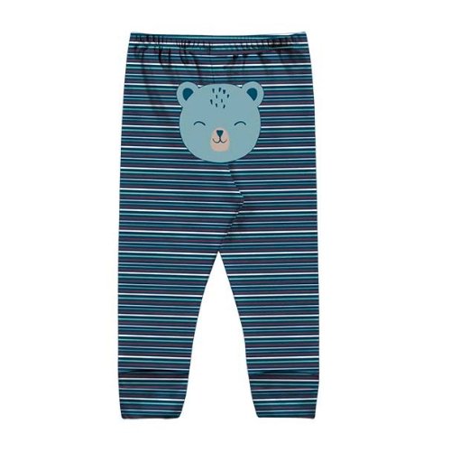 Calça Suedine Bebê Vira Pé Listrada Urso - Kiko Baby