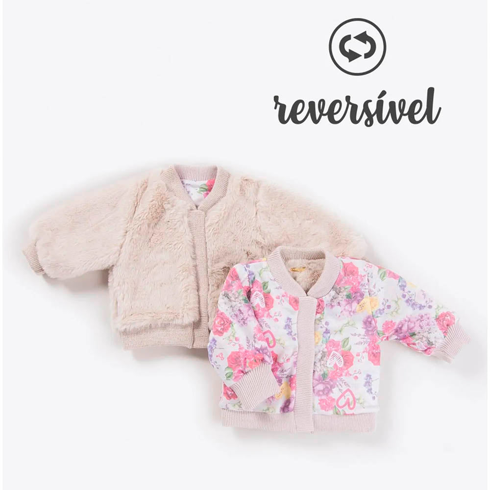 Jaqueta Bomber de Pele Reversível Rosa Pó - Bebelândia