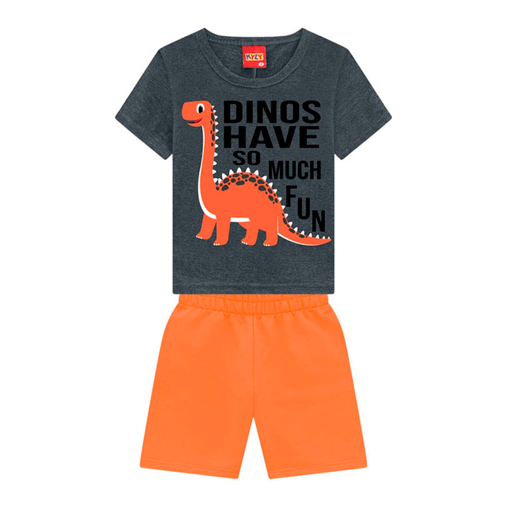 Conjunto Infantil Camiseta e Bermuda Dinos se Divertem - Kyly