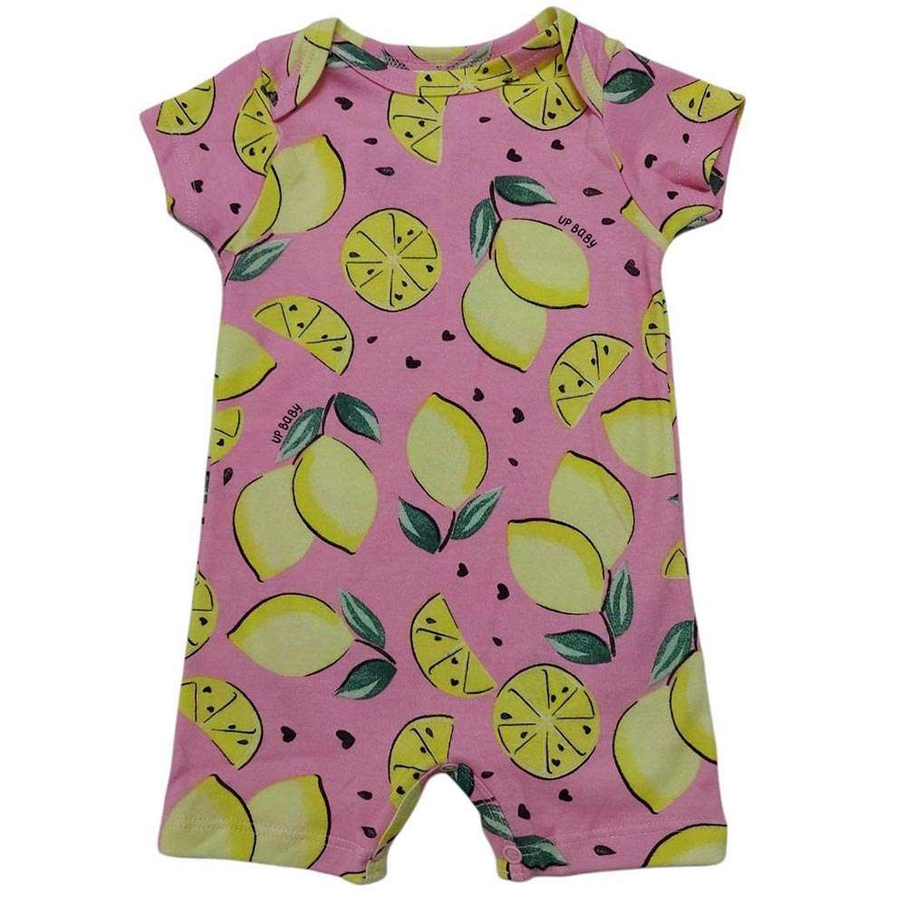 Macaquinho Bebê Menina Suedine Estampado Rosa - Up Baby