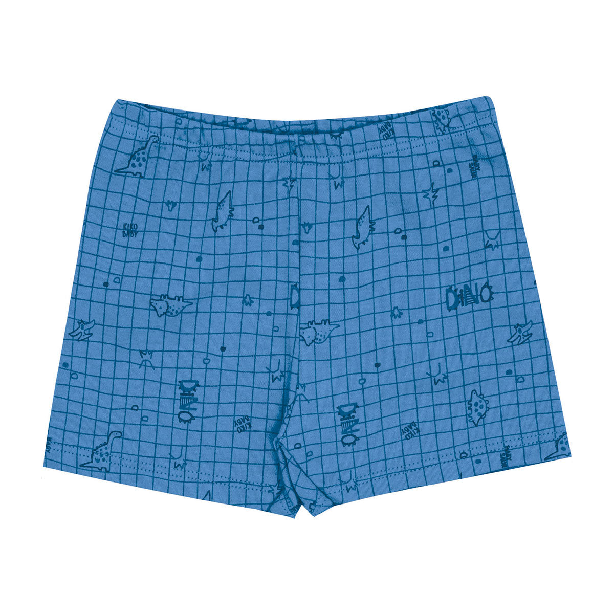 Bermuda Bebê Menino em Suedine Quadriculada Dino - Kiko Baby