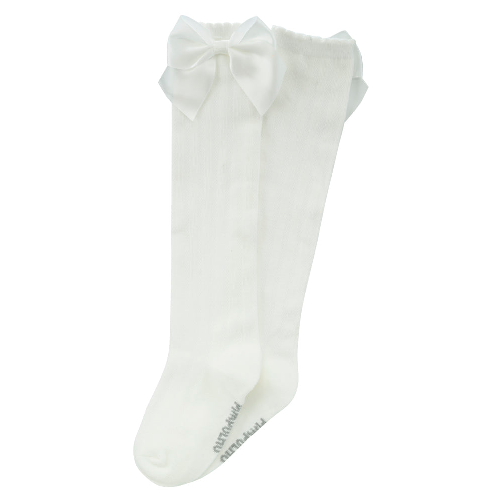 Meia 3/4 Lisa Com Laço Bebê Infantil - Pimpolho