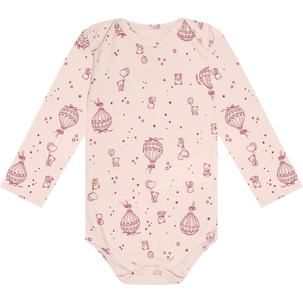 Body Manga Longa Bebê Menina Balões e Ursinhos - Kiko Baby