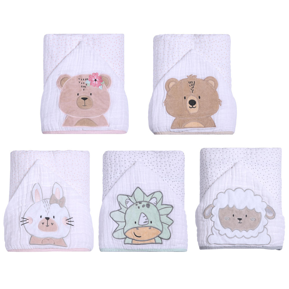 Toalha de Banho Soft Friends C/ Capuz Bordado 90x75CM - Papi
