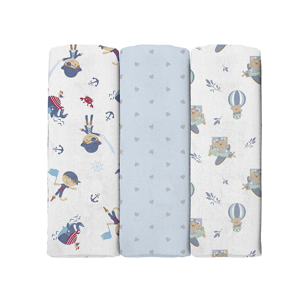 Cueiro Flanelado 3 Unidades 1,00mx80cm Urso - Bublim