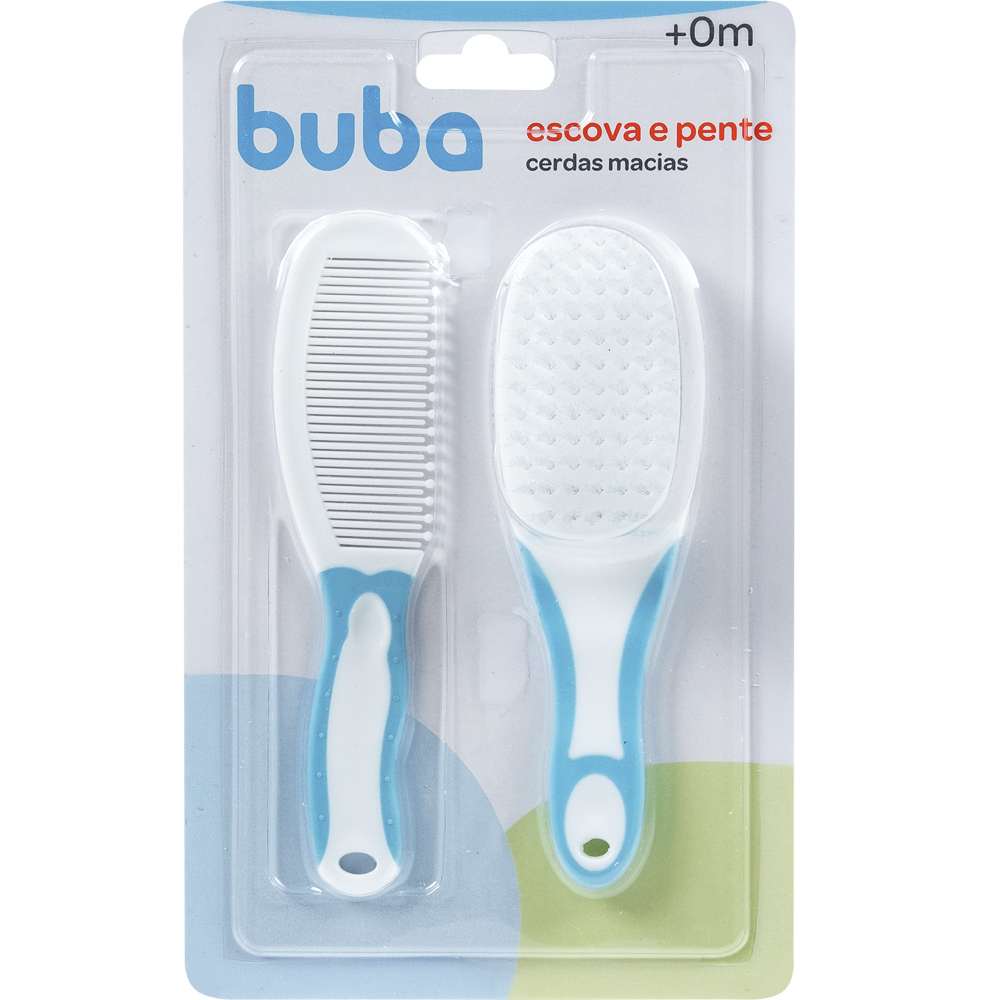 Escova e Pente Bebê Cerdas Macias (0m+) - Buba