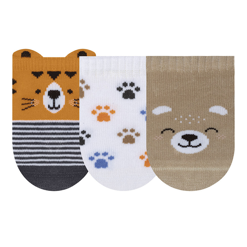 Kit 3 Pares Meia Cano Curto Bebê Menino RN Tigre - Selene