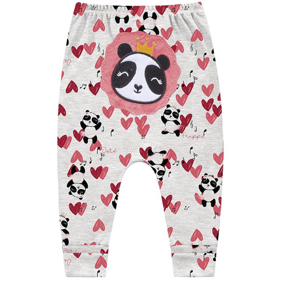 Calça Bebê Menina em Suedine Com Bordado Panda - Kiko Baby