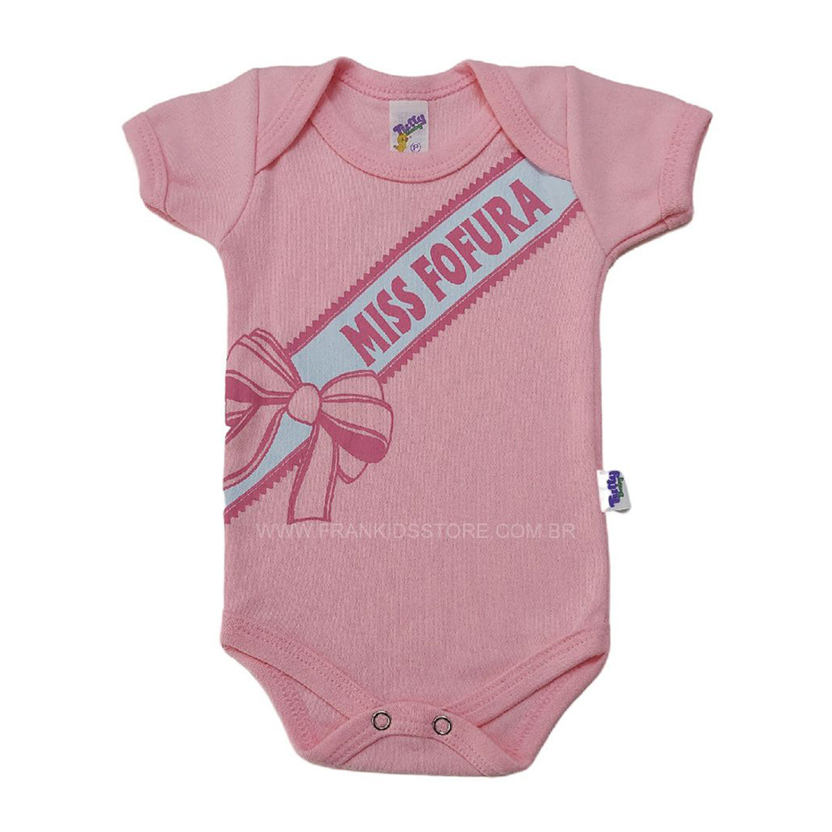 Body Manga Curta Bebê Menina Miss Fofura
