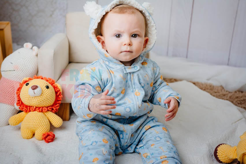 Macacão de Inverno Forrado Bebê Quentinho Azul - MUM