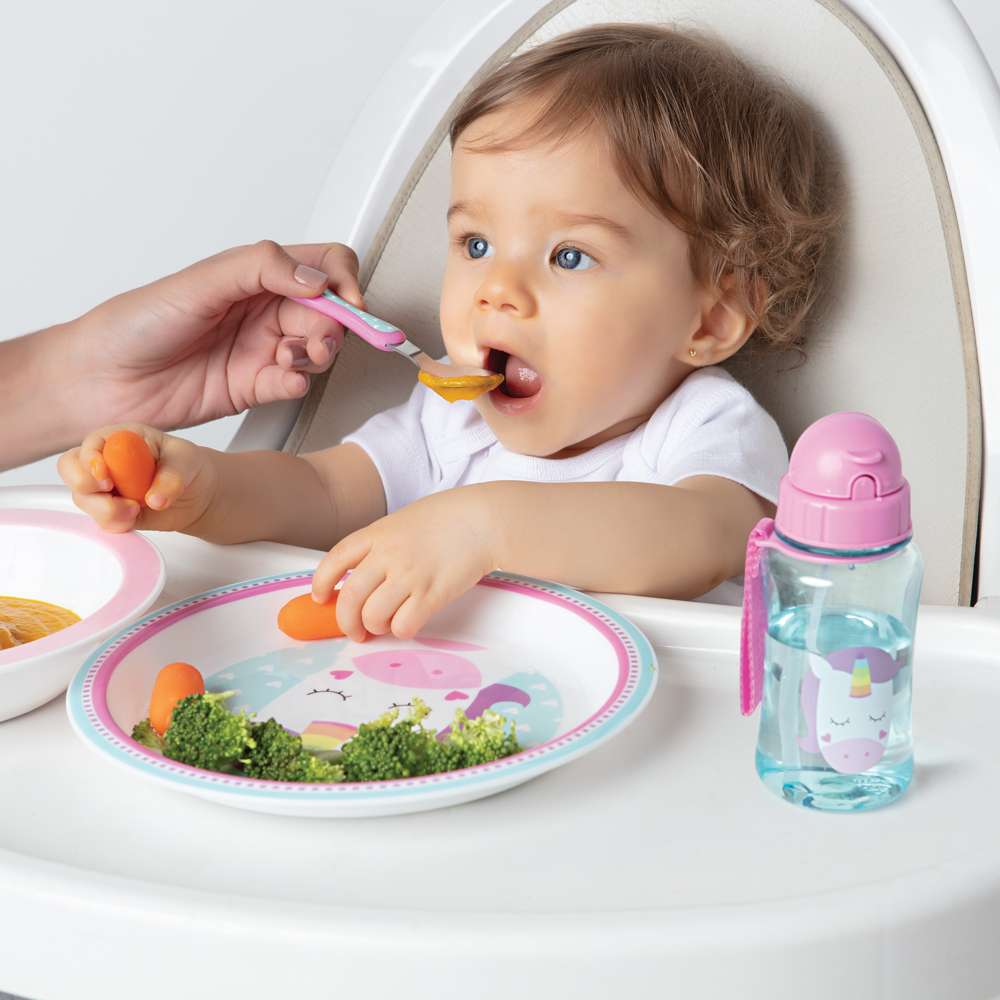 Garrafa Infantil Canudo 400ml Animal Fun Unicórnio - Buba