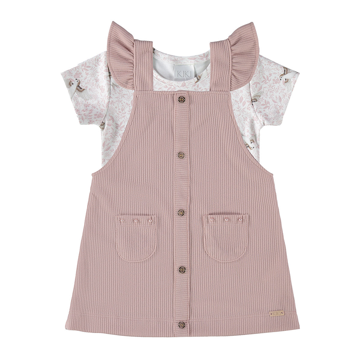 Conjunto Infantil Salopete e Blusa em Jacquard - Kiki Xodó