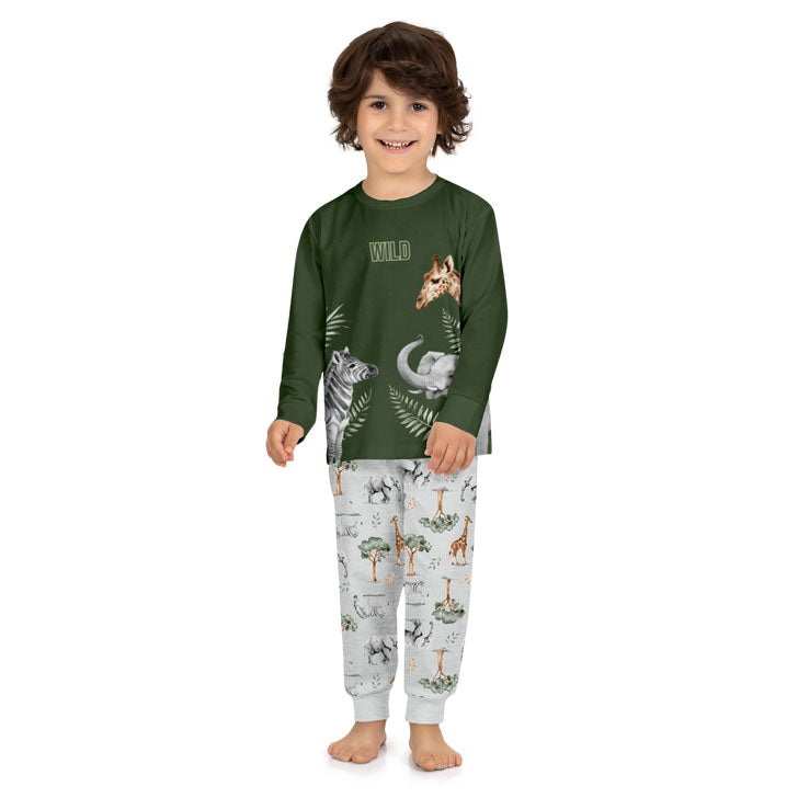 Pijama Menino em Meia Malha Brilha no Escuro Safári - Kyly