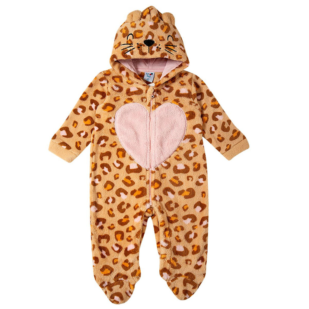 Macacão Bebê Com Capuz em Pelúcia Oncinha - Tip Top