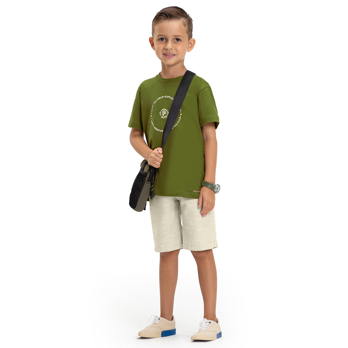 Conjunto Camp Meia Malha e Bermuda Tecido Eco - Have Fun