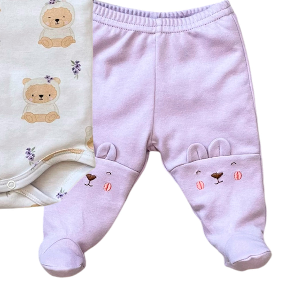 Conjunto Bebê Body Manga Longa e Calça Ursinha - Tilly Baby