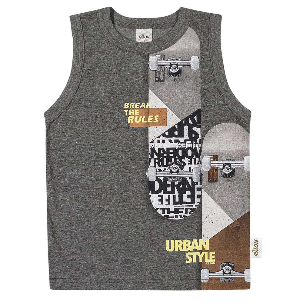 Regata em Meia Malha Penteada Urban Style Cinza - Elian