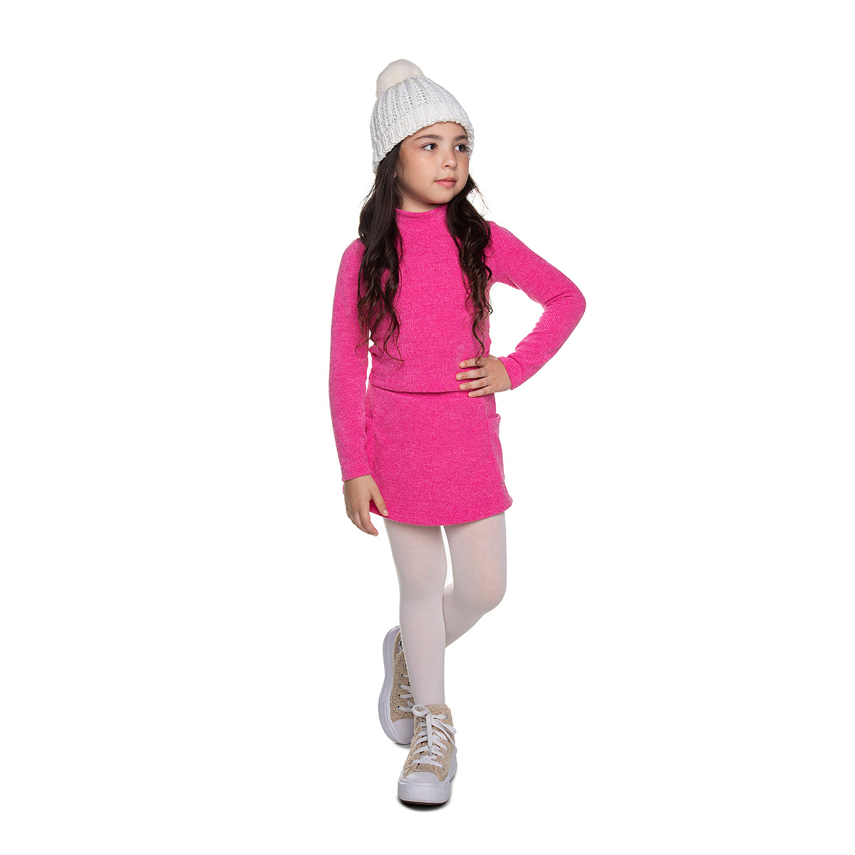 Conjunto Infantil Blusa e Saia Tricot Canelado - Have Fun
